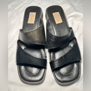 Bruno Valenti Black Leather Mules